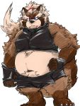  2019 anthro belly brown_fur canid canine fur goemon_(tas) hi_res humanoid_hands male mammal navel overweight overweight_male raccoon_dog short simple_background solo tanuki tokyo_afterschool_summoners video_games white_background yukikazefactory 