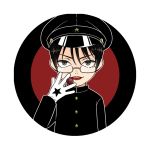  1boy black_hair brown_eyes gakuran glasses hat lips litchi_hikari_club looking_at_viewer male_focus maplec62 school_uniform smile solo zera_(litchi_hikari_club) 