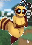  antennae_(anatomy) anthro arthropod bee breasts clothed clothing eyelashes female hi_res hymenopteran insect legwear minecraft presenting rizkitsuneki signature smile solo stinger thick_thighs video_games wide_hips wings yellow_skin 