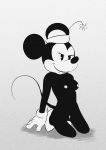  absurd_res anthro black_nose breasts clothing disney female gloves handwear hi_res mammal minnie_mouse mouse murid murine pubes rodent simple_background smile solo 