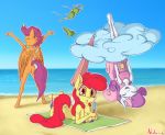  2019 anthro anthrofied apple_bloom_(mlp) beach bikini bottomless breasts butt cleavage clothed clothing cloud cutie_mark_crusaders_(mlp) discarded_clothing earth_pony equid equine eyes_closed feathered_wings feathers female food friendship_is_magic group hair hi_res horn horse lying mammal multicolored_hair my_little_pony neko-me nude on_front open_mouth open_smile orange_eyes pony popsicle pterippus public_nudity purple_hair rear_view red_hair scootaloo_(mlp) seaside smile sweetie_belle_(mlp) swimwear towel two_tone_hair umbrella undressing unicorn upside_down wings 