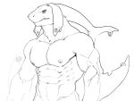 abs angry anthro biceps bonfiredemon fin fish hybrid male marine muscular muscular_male nintendo nipples pecs piercing shark solo the_legend_of_zelda video_games zora 
