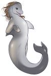 2015 ambiguous_gender brown_hair bubble cetacean delphinoid fin hair hi_res mammal marine maws-paws nude open_mouth simple_background solo toothed_whale transformation white_background 