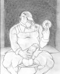  anthro apron avian balls bird bottomless clothed clothing doughnut erection food graphite_(artwork) humanoid_penis male muscular partially_clothed pastry_pete pencil_(artwork) penguin penis sketch solo traditional_media_(artwork) tuca_and_bertie utx-shapeshifter 