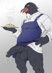  anthro apron avian balls bird bodily_fluids bottomless clothed clothing erection food genital_fluids hi_res humanoid_penis male partially_clothed pastry_pete penguin penis pie precum solo tuca_and_bertie utx-shapeshifter 