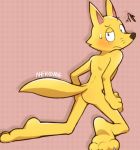  blush bodily_fluids butt canid canine fox kaiketsu_zorori kemo_nuko male mammal nude solo sweat zorori 