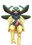  2019 absurd_res antennae_(anatomy) anthro arthropod black_fur digital_media_(artwork) eoks erection fur hair hi_res hymenopteran insect insect_wings male multi_limb nude penis smile solo toes wasp wings 