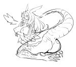  anthro asian_mythology big_breasts breasts butt dragon east_asian_mythology eastern_dragon female hair kneeling long_hair mythology nipples non-mammal_breasts nude scales scalie solo thick_thighs yeeeebis 