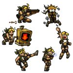  aiming ammo arrow bandana blonde_hair bullet burnt burnt_clothes character_sheet closed_eyes cold crossed_arms female female_focus female_only fist fist_pump freezing frizzled_hair gun hair happy holding holding_weapon human jacket kasamoto_eri kicking knee_pads legs_together lever looking_at_viewer machine_gun mechanical mechanism metal_slug on_one_knee open_mouth pants pistol pushing shoes shorts smoke snk solo solo_focus sweat undead-hipster undershirt video_games walkie-talkie weapon wide-eyed 