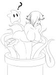  2016 ? alternate_species armless bent_over big_breasts breasts duo fangs female flora_fauna hi_res humanoid implied_transformation leafs luma mario_bros monochrome monster_girl_(genre) nickfaire nintendo not_furry nude pipe piranha_plant plant post_transformation rosalina_(mario) sharp_teeth simple_background solo star super_mario_galaxy teeth tongue tongue_out transformation video_games vines white_background 