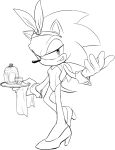  accessory alcohol anthro beverage black_and_white bunny_costume clothed clothing costume crossdressing den255 eulipotyphlan fake_ears fake_rabbit_ears footwear gloves grin half-closed_eyes handwear headband hedgehog hi_res high_heels holding_object male mammal monochrome shoes smile solo sonic_(series) sonic_the_hedgehog standing wrist_cuff 