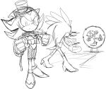  anthro black_and_white bound circus clothing costume den255 eulipotyphlan footwear group hat headgear headwear hedgehog high_heels humor knife male mammal monochrome shadow_the_hedgehog shoes silver_the_hedgehog sketch sonic_(series) sonic_the_hedgehog throwing top_hat wheel 