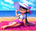  2019 animal_humanoid beach callie_(splatoon) cephalopod cephalopod_humanoid clothed clothing cloud day female hat headgear headwear humanoid inkling marine marine_humanoid mataknight mollusk mollusk_humanoid nintendo outside pseudo_hair seaside smile solo splatoon tentacle_hair tentacles video_games 