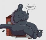  anthro big_breasts breasts crossgender destruction dialogue female godzilla godzilla_(series) kaiju mirokuj7 nude thick_thighs toho 