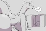  all_fours anthro big_breasts breasts brontosaurus dialogue dinosaur diplodocid female larger_female macro mirokuj7 nude reptile sauropod scalie size_difference 