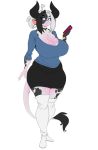  2019 alejandra_coldthorn alpha_channel anthro big_breasts blue_eyes bovid bovine breasts cattle chalo cleavage clothed clothing digital_media_(artwork) female fully_clothed hair horn huge_breasts las_lindas mammal multicolored_hair simple_background solo thick_thighs transparent_background two_tone_hair webcomic wide_hips 