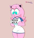  2019 anthro big_breasts blue_eyes breasts clothed clothing female hair hand_on_breast hi_res horaco jigglypuff jillgglypuff mammal mega_milk nintendo pillow pink_hair pok&eacute;mon pok&eacute;mon_(species) simple_background solo topwear video_games 