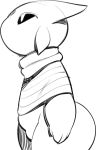  2019 alien beri_(sqoon) black_and_white bottomless butt clothed clothing featureless_crotch looking_up male monochrome not_furry puwa sketch solo sqoon tendrils thick_thighs 