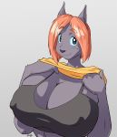  anthro big_breasts breasts canid canine canis cleavage clothed clothing dobermann domestic_dog ducky_(artist) female huge_breasts mammal nipple_outline pinscher simple_background 