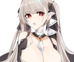  anthropomorphism azur_lane breast_hold breasts cleavage formidable_(azur_lane) gray_hair long_hair luse_maonang red_eyes twintails white 