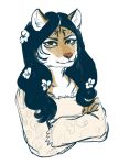  2019 anthro clothed clothing clothng digital_media_(artwork) felid female flower lana_del_rey leondra mammal pantherine plant portrait simple_background solo tiger 