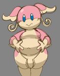  2019 anthro audino balls blush flaccid male mammal nintendo nude overweight overweight_male penis pok&eacute;mon pok&eacute;mon_(species) simple_background solo video_games vilepluff 