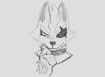  2019 anthro bust_portrait canid canine canis collar digital_media_(artwork) leondra male mammal monochrome nintendo portrait star_fox video_games wolf wolf_o&#039;donnell 