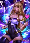  &lt;3 absurd_res ahri_(lol) animal_humanoid blonde_hair breasts canid canid_humanoid canine canine_humanoid choker cleavage clothed clothing digital_media_(artwork) female fox_humanoid hair hi_res humanoid jewelry league_of_legends legwear logancure looking_at_viewer mammal mammal_humanoid necklace patreon riot_games solo thigh_highs tight_clothing url video_games 