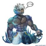 2019 abs anthro biceps canid canine canis clothing digital_media_(artwork) domestic_dog fur hair male mammal muscular muscular_male nipples pecs swimwear tadatomo tokyo_afterschool_summoners video_games wolfmalro 