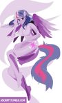  2015 4_fingers abstract_background anthro anthrofied biped breasts cutie_mark digital_media_(artwork) digital_painting_(artwork) dirtyscoundrel feathered_wings feathers featureless_breasts female fingers friendship_is_magic fur hair hi_res horn looking_at_viewer multicolored_tail my_little_pony nude pinup pose purple_breasts purple_ears purple_fur purple_hair purple_horn purple_tail purple_wings solo spread_wings twilight_sparkle_(mlp) two_tone_tail url wings 