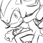  1:1 anthro black_and_white den255 eulipotyphlan hedgehog low_res male mammal monochrome shadow_the_hedgehog sketch solo sonic_(series) 