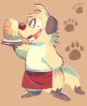 anthro apron blush brown_fur canid canine canis clothing domestic_dog eyes_closed fur ginnosuke hi_res mammal simple_background solo teeth tongue 