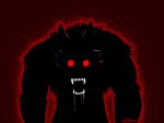  ambiguous_gender anthro black_fur bodily_fluids canid canine canis drooling fur glowing glowing_eyes justautumn mammal open_mouth red_eyes saliva signature solo teeth were werecanid werecanine werewolf wolf 