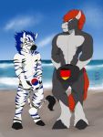  2017 5_fingers anthro ball beach biped black_eyebrows black_fur black_hooves black_stripes black_tail blue_eyes blue_fur blue_hair blue_sky blue_stripes blue_tail censored cloud creative_censorship dalmysammy day detailed_background digital_media_(artwork) duo equid equine eyebrows fingerless_(marking) fingers front_view fur german_flag gloves_(marking) grey_fur grey_hooves hair hi_res holding_ball holding_object hooves horse jodira korean larger_anthro larger_male looking_at_viewer male mammal markings multicolored_fur multicolored_hair nipples nude outside red_hair red_tail sand sea seaside size_difference sky smaller_anthro smaller_male smile standing striped_fur striped_tail stripes tail_tuft tuft two_tone_fur two_tone_hair two_tone_tail volleyball_(ball) water white_eyebrows white_fur white_hair white_tail zeb zebra 