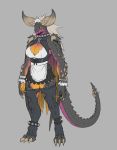  absurd_res anthro breasts capcom claws cleavage clothed clothing dragon elder_dragon female hi_res kumaxcross legwear monster_hunter nergigante reptile ripped_tights scalie simple_background solo tights video_games 