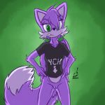  1:1 2019 bottomless canid canine clitoris clothed clothing digital_media_(artwork) fan_character female fox mammal prdarkfox pussy shaded shirt sketch smile solo sonic_(series) standing taunting topwear 