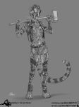  anthro breasts clothing felid feline female hammer leather leopardus mammal ocelot piercing punk salonkitty solo tools topwear vest 