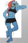  abs female fish marine muscular muscular_female phone scar sharp_teeth teeth tomato_(artist) undertale undyne video_games 