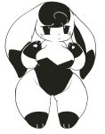  2019 absurd_res anthro blush breasts bunny_costume chibi clothing costume digital_media_(artwork) female fur gloves_(marking) hi_res leg_markings leotard long_ears markings pawpads simple_background socks_(marking) solo standing thick_thighs unknown_species white_background wide_hips xmu 