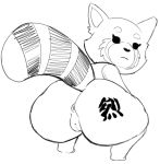  aggressive_retsuko ailurid anthro anus big_but butt crouching female fur looking_at_viewer looking_back mammal monochrome necrolepsy nipples nude presenting presenting_hindquarters pussy red_panda retsuko sanrio short_stack simple_background solo thick_thighs white_background wide_hips 
