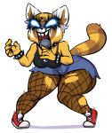  aggressive_retsuko ailurid angry anthro breasts clothed clothing female fur hi_res mammal microphone open_mouth red_panda retsuko sanrio short_stack simple_background solo standing teeth thick_thighs white_background white_eyes wide_hips wizzikt 