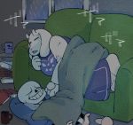  animated_skeleton anthro bedding blanket bone boss_monster bovid caprine clothed clothing duo female male mammal sans_(undertale) skeleton sleeping sofa tomato_(artist) toriel undead undertale video_games 