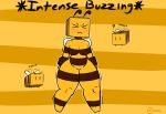  2019 absurd_res anthro arthropod bee blush breasts carrion01_(artist) digital_media_(artwork) female hi_res hymenopteran insect minecraft nude simple_background solo video_games wings 