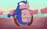  animated blue_fur blue_hair cerbskies clothing eulipotyphlan footwear fur hair hedgehog male mammal red_eyes running shoes solo sonic_(series) sonic_the_hedgehog thong 