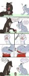  absurd_res boof(oc) canid canine canis cas_(casvoiceacts) claws comic digital_media_(artwork) dog_tags female fluff(oc) fur hi_res humor jam joke male mammal snow_lynx the_gory_saint wolf 