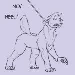  1:1 canid canine canis collar dialogue domestic_dog female feral hi_res leash lord_magicpants mammal nude open_mouth pawpads solo tongue transformation wide_eyed 