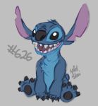  2015 4_fingers 4_toes alien bd3457 black_claws black_eyes black_nose black_pawpads blue_fur chest_tuft claws colored_sketch digital_drawing_(artwork) digital_media_(artwork) disney experiment_(lilo_and_stitch) fingers fur head_tuft lilo_and_stitch notched_ear open_mouth open_smile pawpads signature simple_background small_tail smile solo stitch_(lilo_and_stitch) tan_background toes tuft 