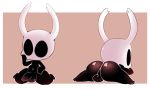  2019 anthro arthropod backsack balls better_version_at_source big_butt black_eyes black_skin bubble_butt butt ciavs girly hollow_knight insect lying male navel nude on_front penis presenting protagonist_(hollow_knight) simple_background solo uncut vessel_(species) video_games 