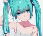  aqua_eyes aqua_hair bouen close cropped hatsune_miku tattoo twintails vocaloid 