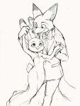  2018 anthro bare_shoulders black_tie_(suit) bow_tie canid canine clothed clothing dancing dipstick_ears disney dogear218 dress female fox fully_clothed fur hand_holding hi_res jewelry judy_hopps lagomorph larger_anthro larger_male leporid male male/female mammal monochrome multicolored_ears necklace nick_wilde open_mouth open_smile rabbit simple_background size_difference sketch smaller_anthro smaller_female smile suit zootopia 